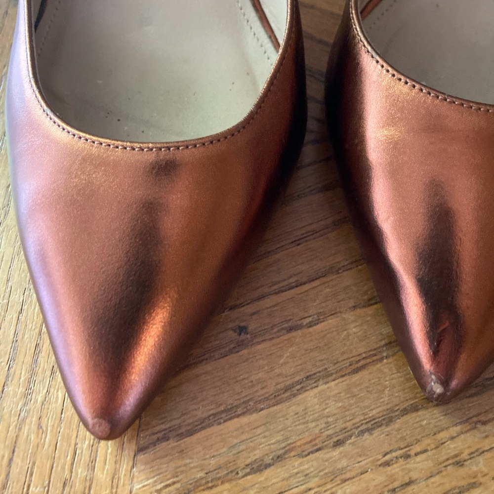 J. CREW Coppertone Metallic Heels With Dual Ankle Straps. Size 8. - Picture 2 of 9